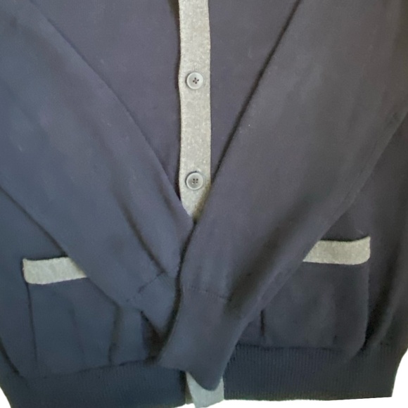 J Crew Mens Dk Blue Cotton Button Up V-Neck Classic Casual Cardigan Sz- M - Picture 7 of 15